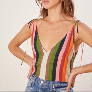 Reformation Harvie tank top in Rainbow Stripe M
